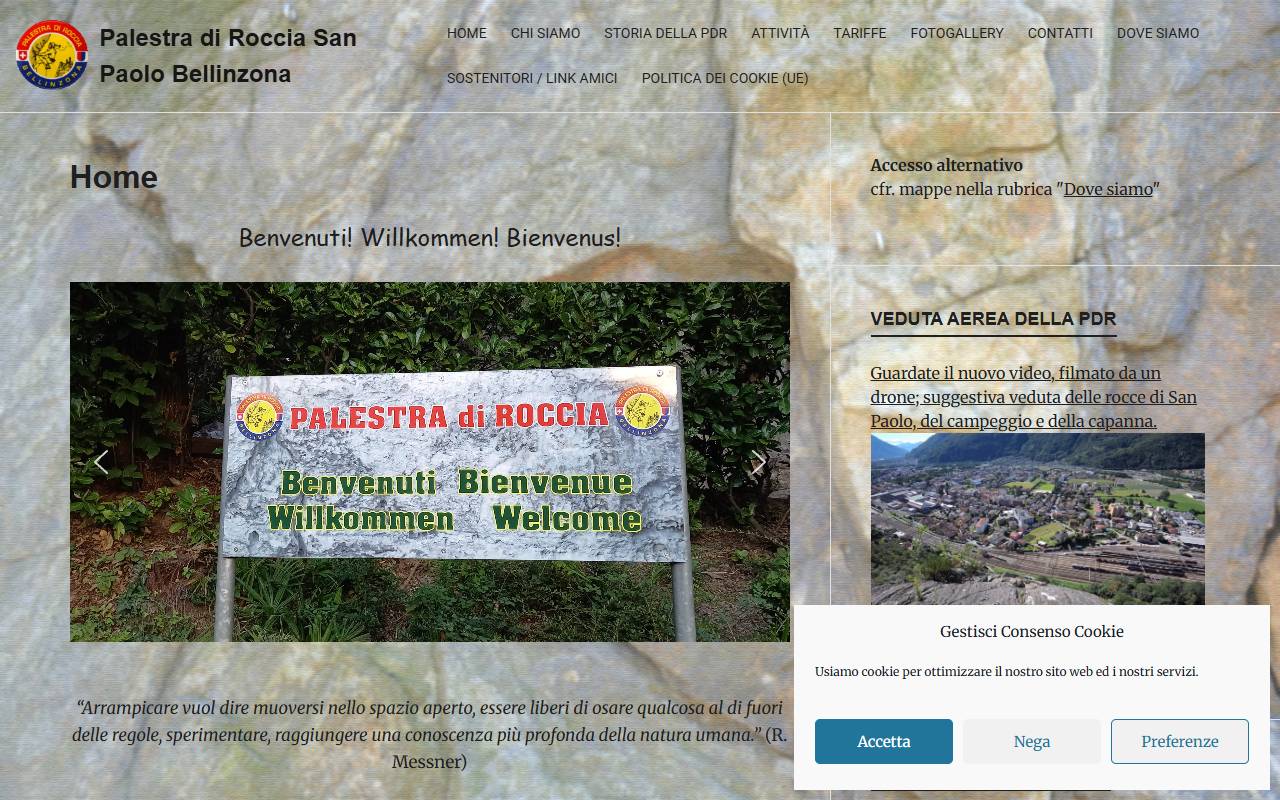 Anteprima del sito: Associazione Palestra di Roccia Bellinzona