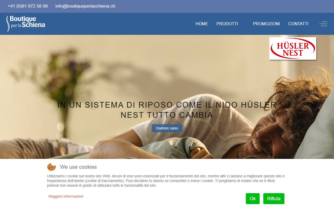 Anteprima del sito: Boutique per la schiena Arreda Wettstein Sagl