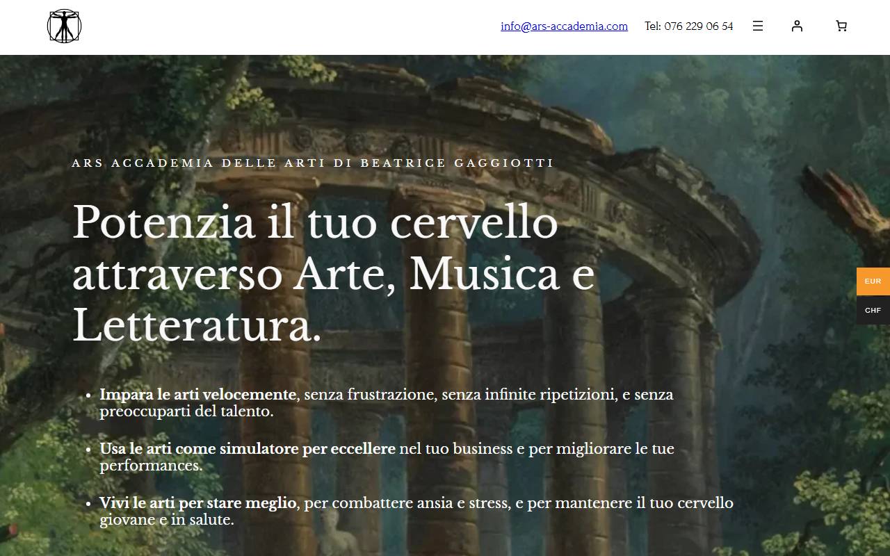 Anteprima del sito: ARS ACCADEMIA DELLE ARTI di Beatrice Gaggiotti