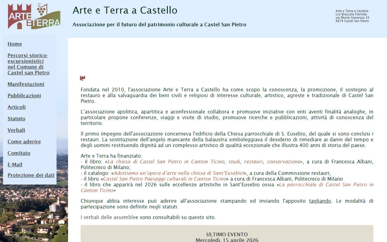 Anteprima del sito: Arte e terra a Castello. Associazione per il futuro del patrimonio culturale di Castel San Pietro