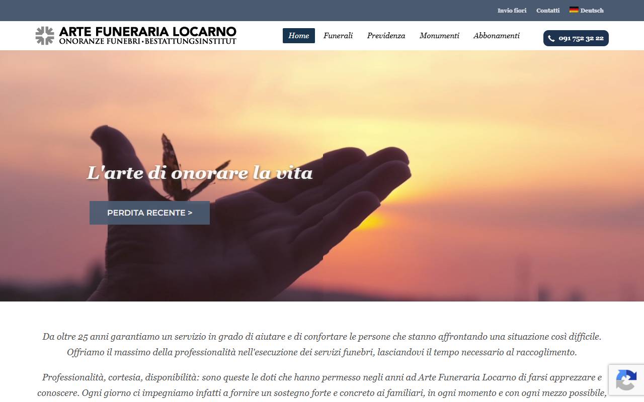 Anteprima del sito: Arte Funeraria SA