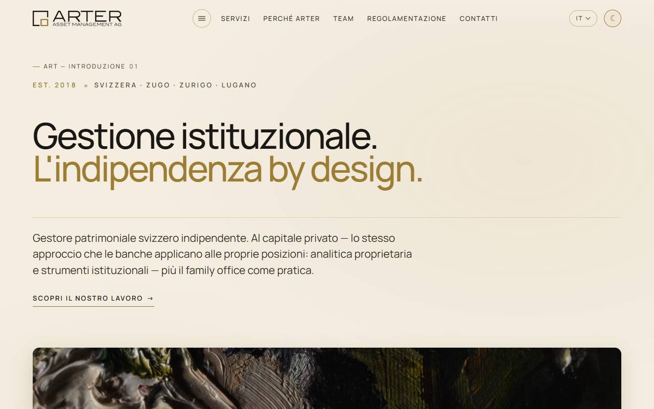 Anteprima del sito: Arter Asset Management AG, succursale di Lugano