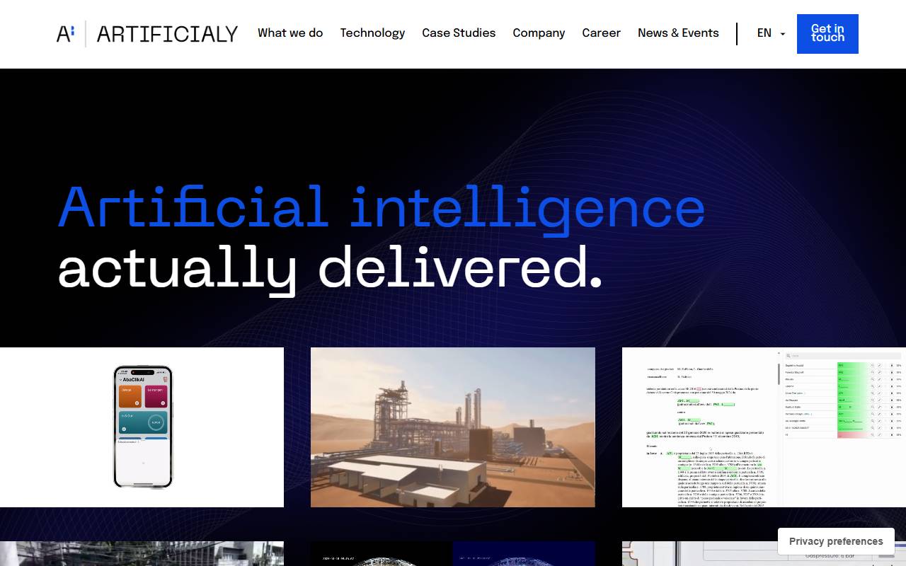 Anteprima del sito: Artificialy SA