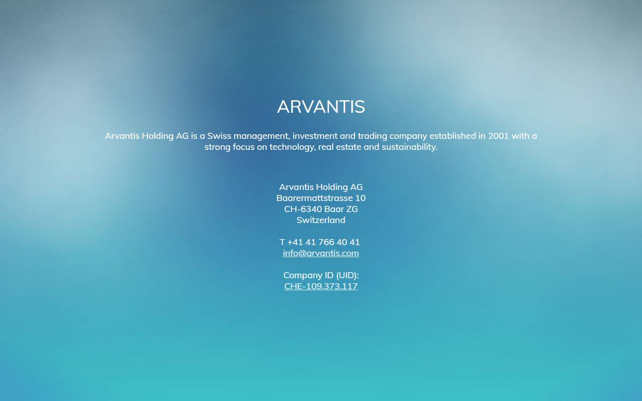 Anteprima del sito: Arvantis Sagl