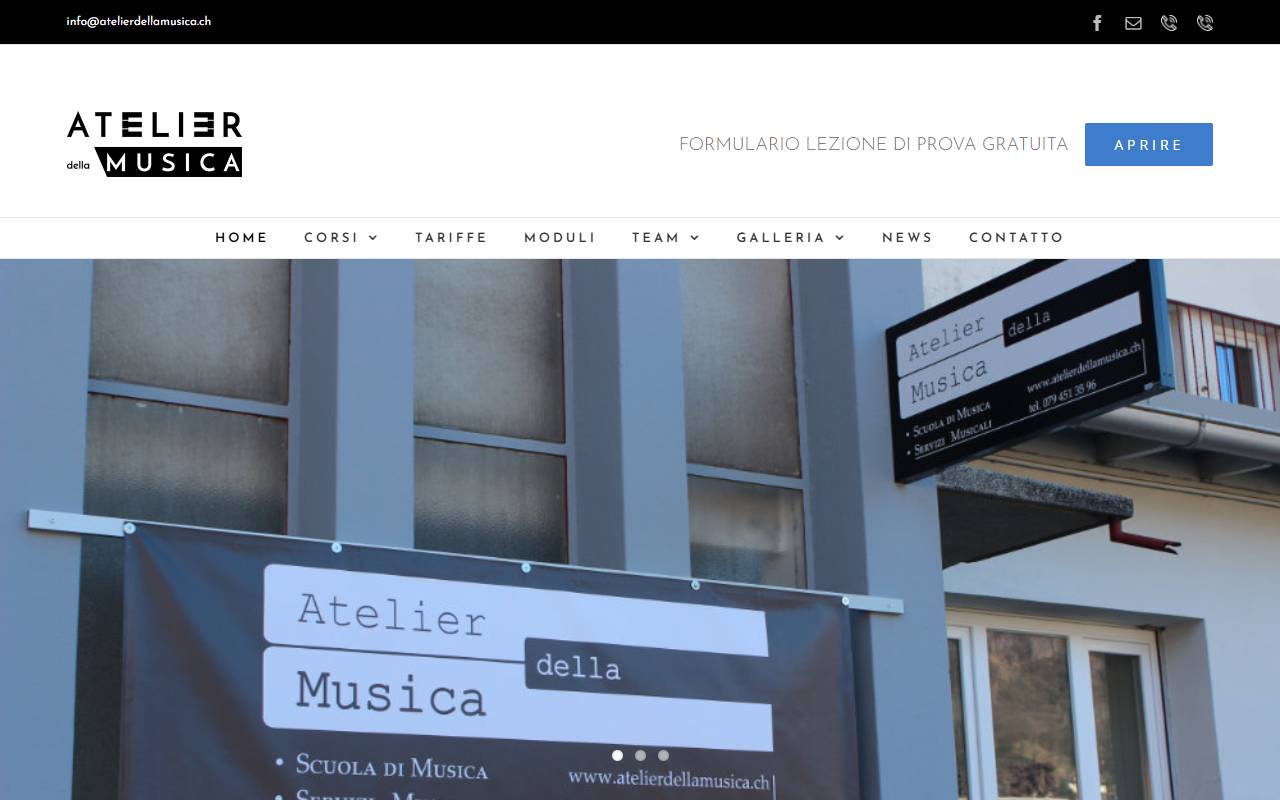 Anteprima del sito: Atelier della Musica Sagl