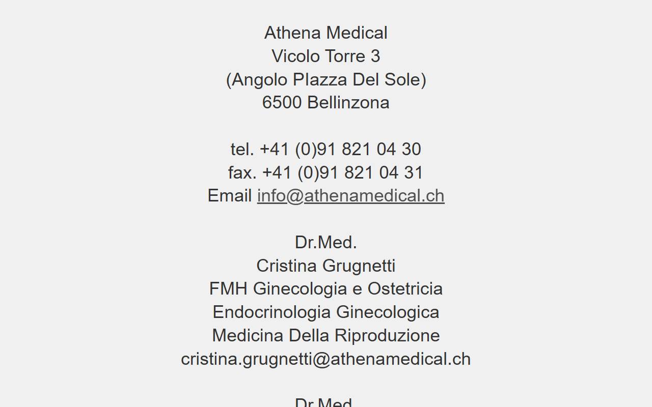 Anteprima del sito: Athena Medical Sagl