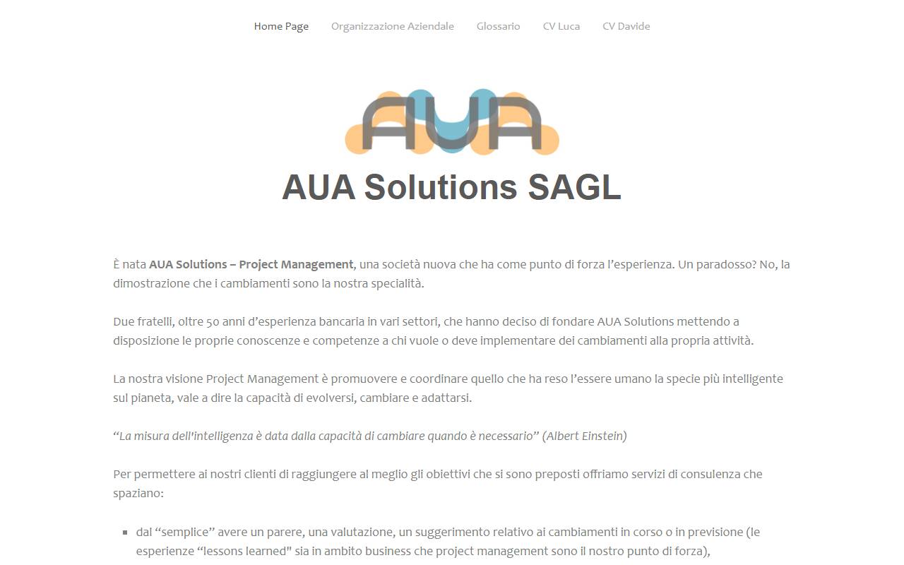 Anteprima del sito: AUA Solutions Sagl