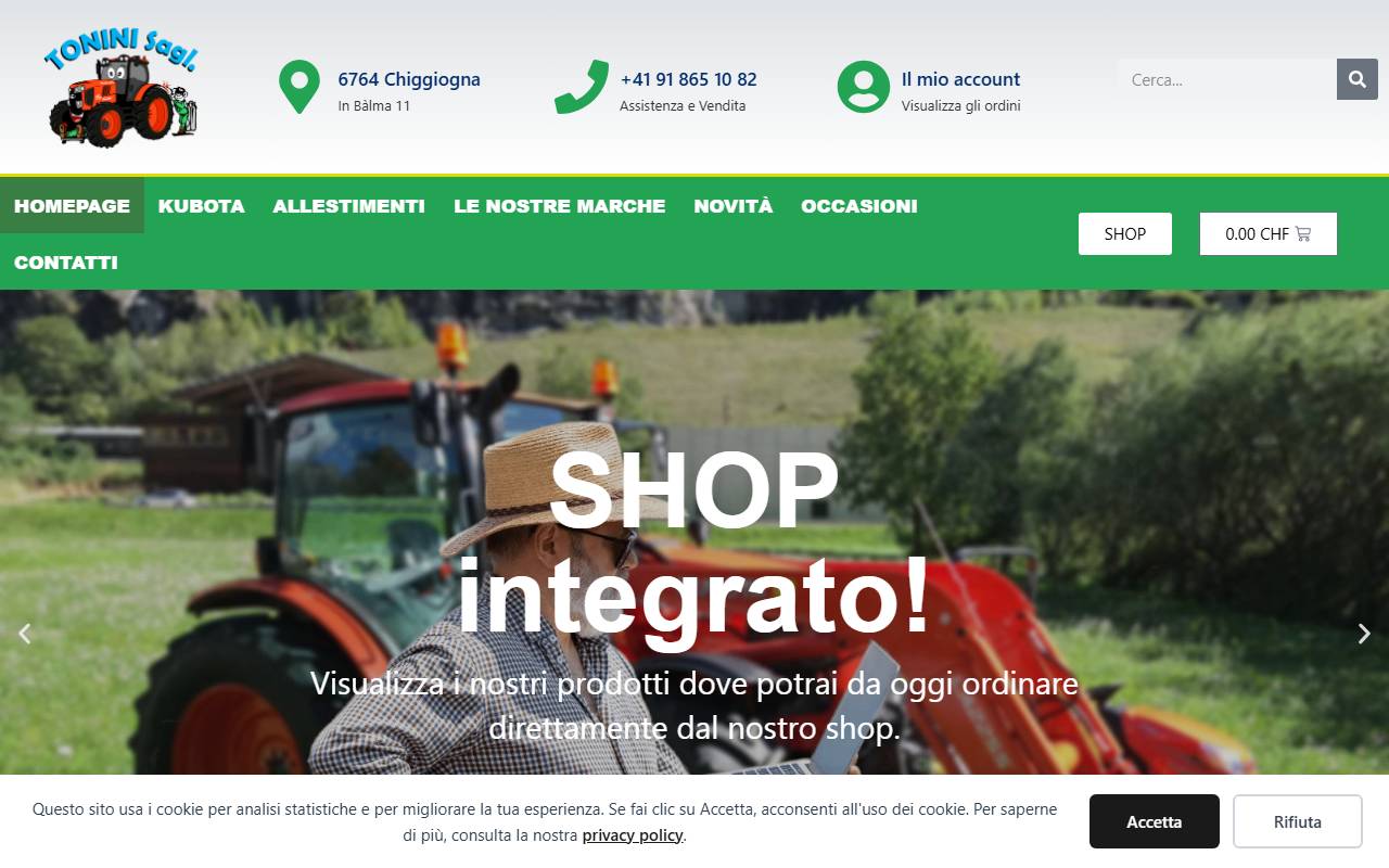 Anteprima del sito: Tonini Garage e Metalcostruzioni Sagl