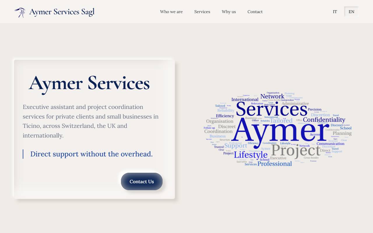 Anteprima del sito: Aymer Services Sagl