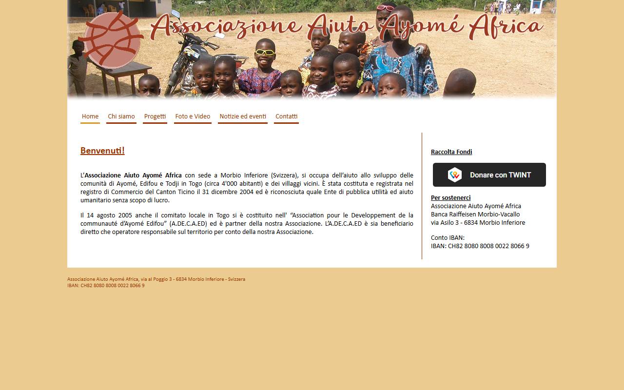 Anteprima del sito: Associazione Aiuto Ayomé Africa