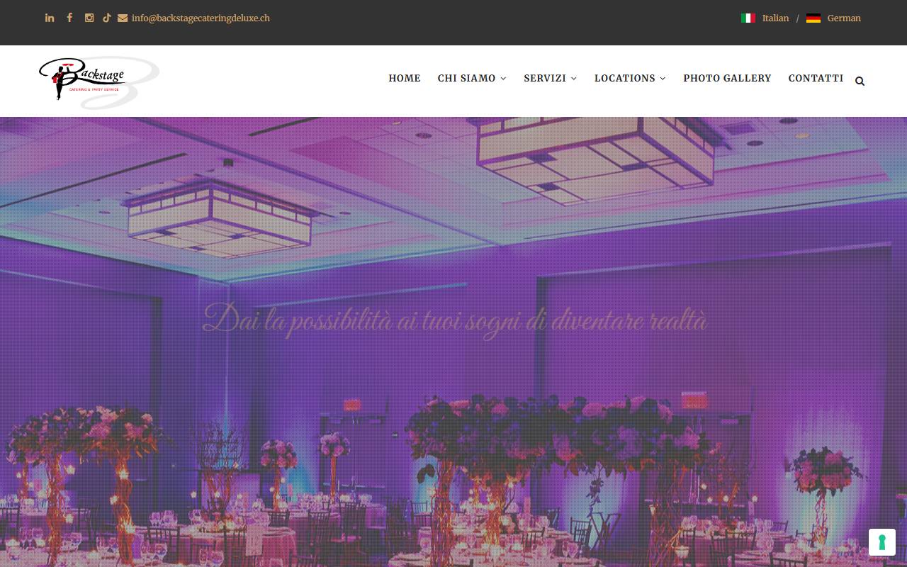 Anteprima del sito: Backstage Catering Deluxe GmbH, succursale di Savosa