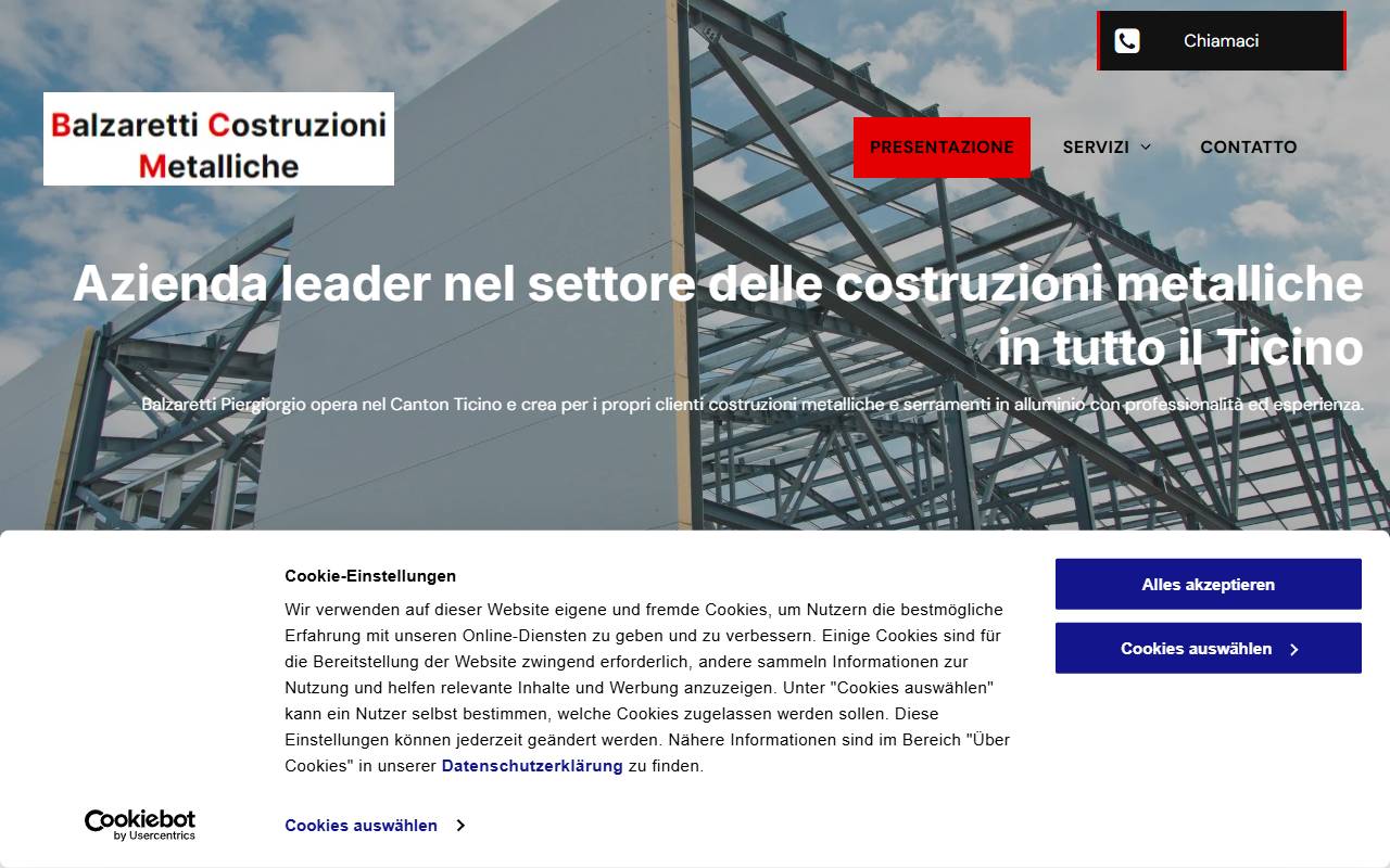 Anteprima del sito: Balzaretti Costruzioni Metalliche Sagl