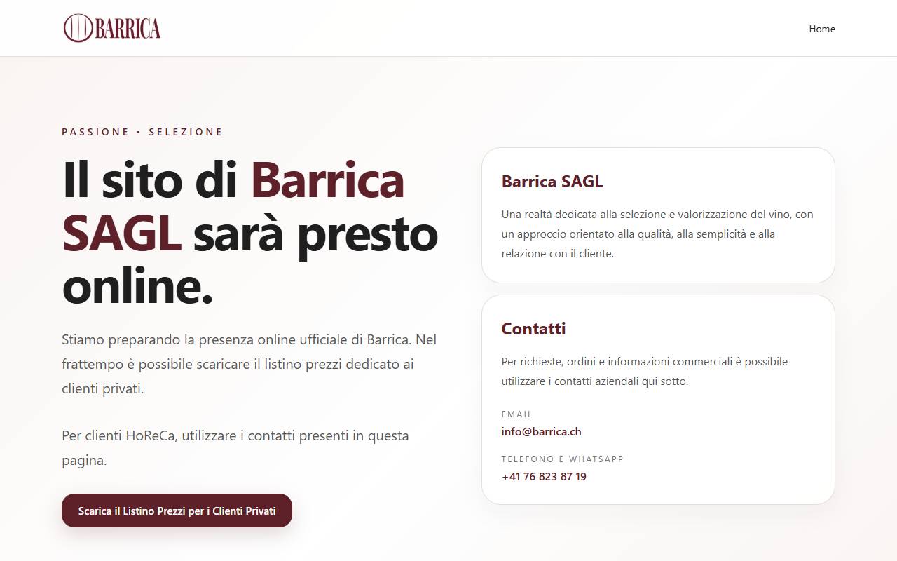 Anteprima del sito: Barrica Sagl