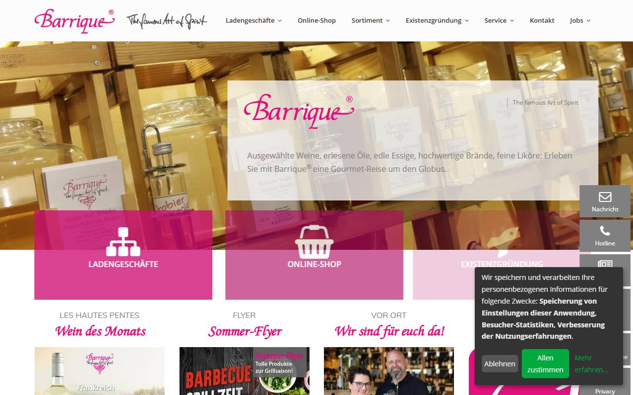 Anteprima del sito: Barrique Invest SA