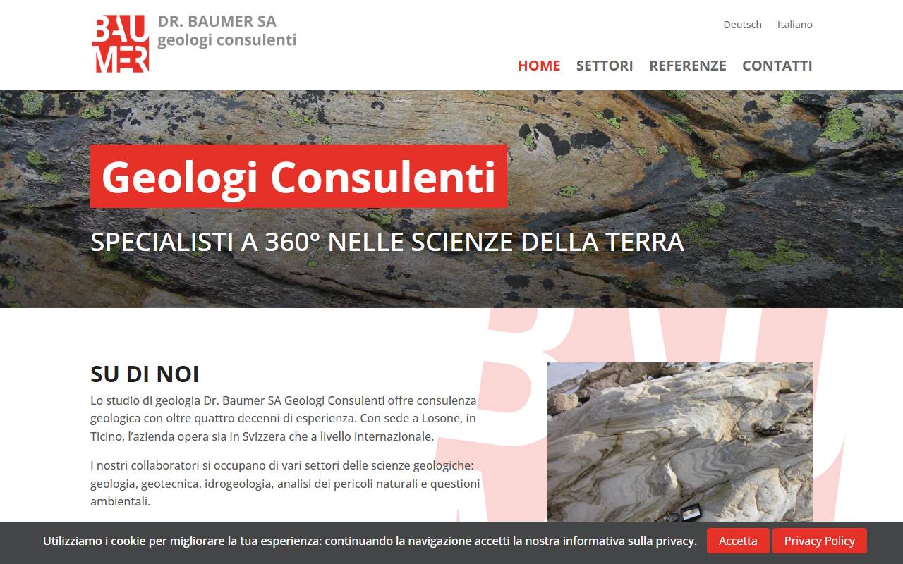 Anteprima del sito: Dr. Baumer SA, geologi consulenti