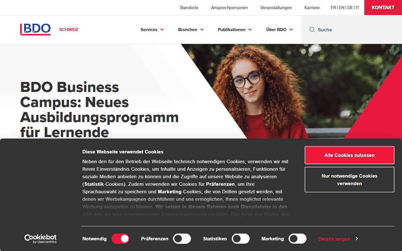 Anteprima del sito: BDO AG