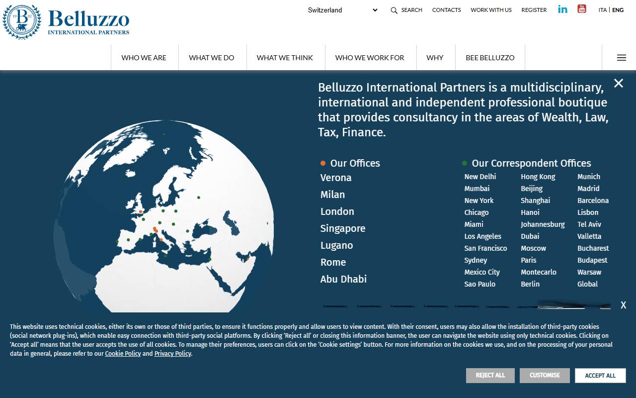 Anteprima del sito: BELLUZZO INTERNATIONAL PARTNERS Sagl