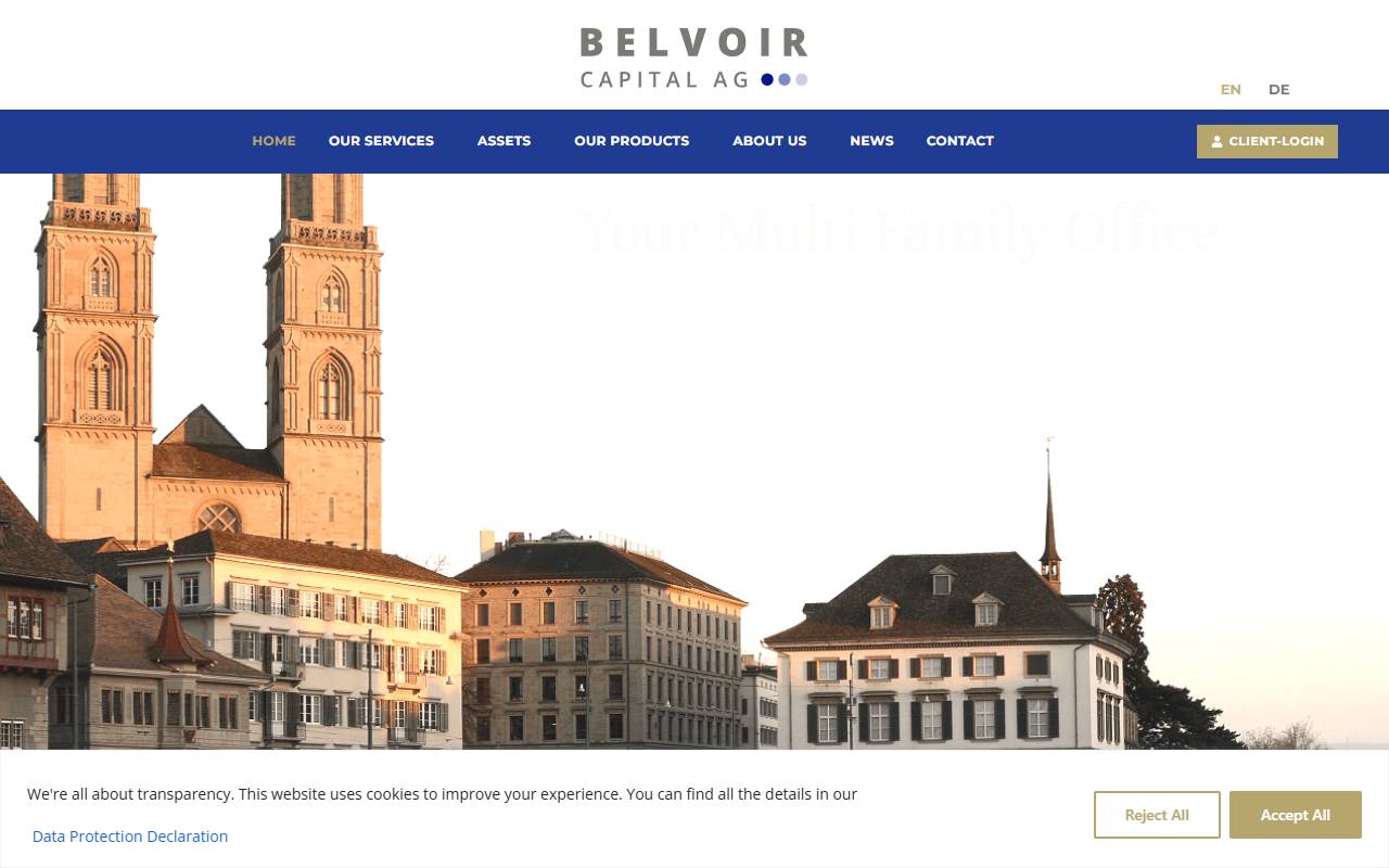 Anteprima del sito: BELVOIR CAPITAL AG, succursale di Lugano
