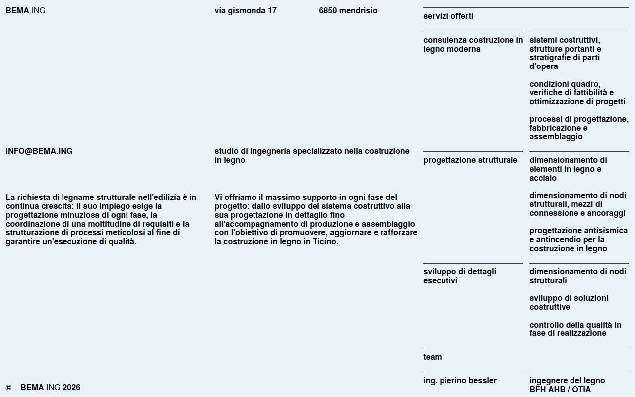 Anteprima del sito: BEMA.ING Sagl