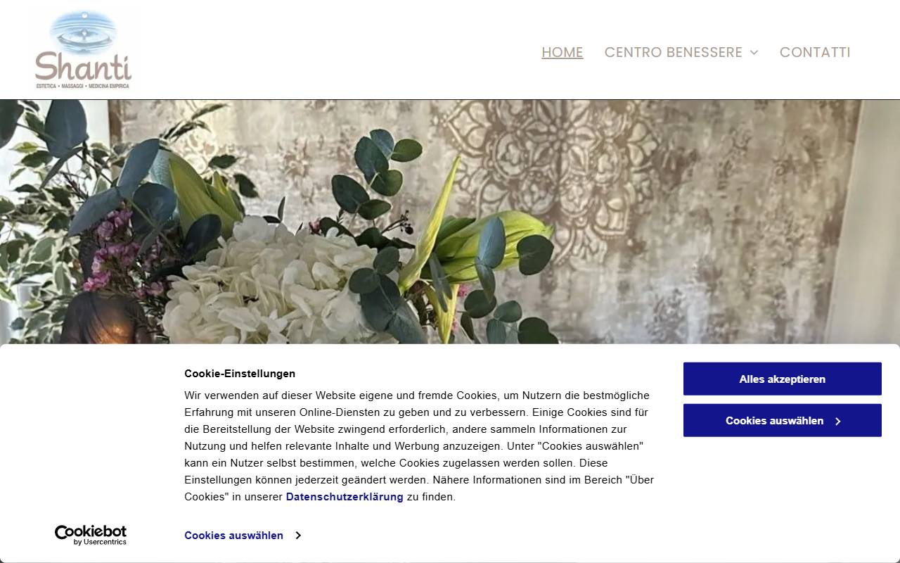 Anteprima del sito: Centro Benessere SHANTI Sagl
