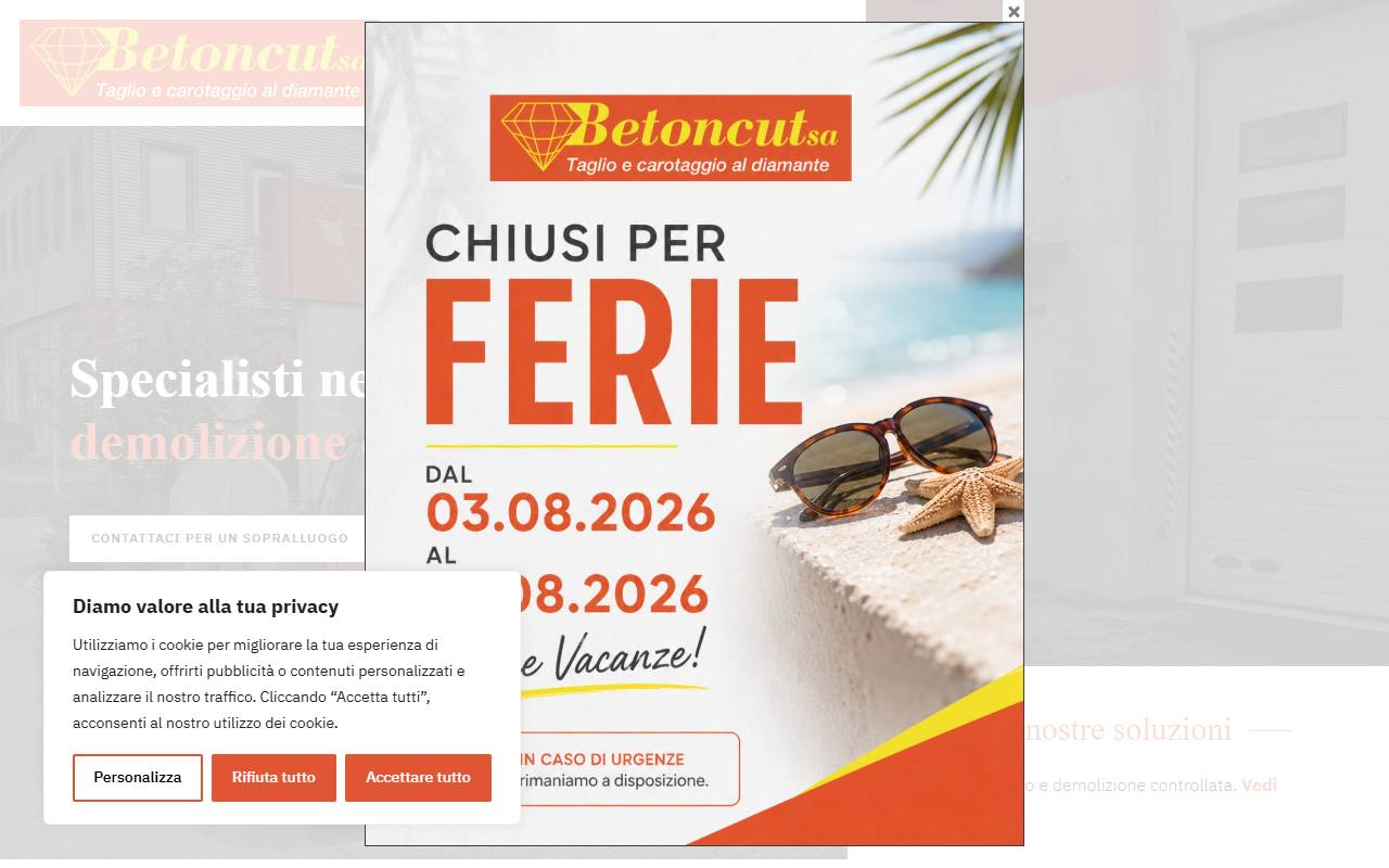 Anteprima del sito: Betoncut SA