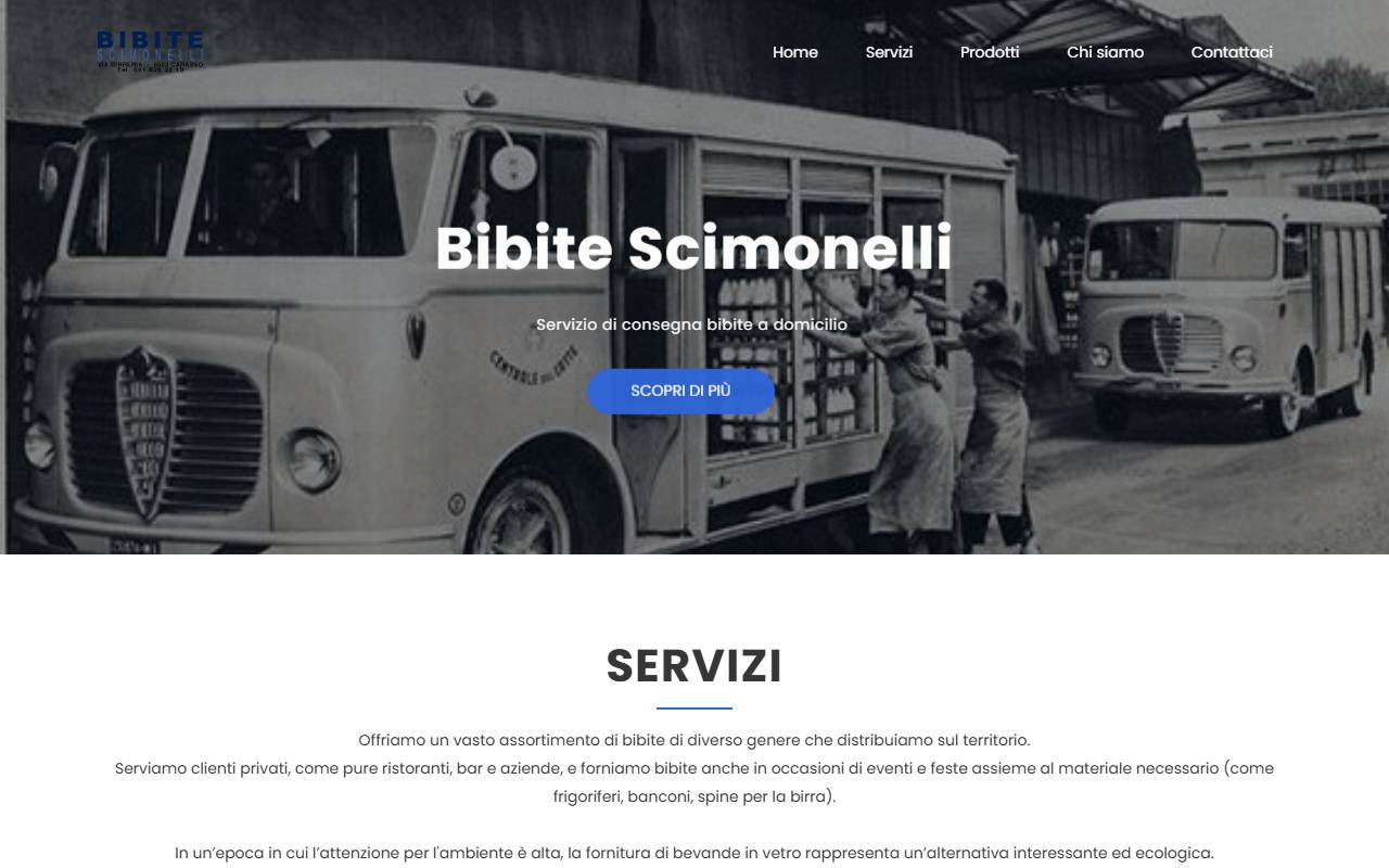 Anteprima del sito: Bibite Scimonelli Sagl