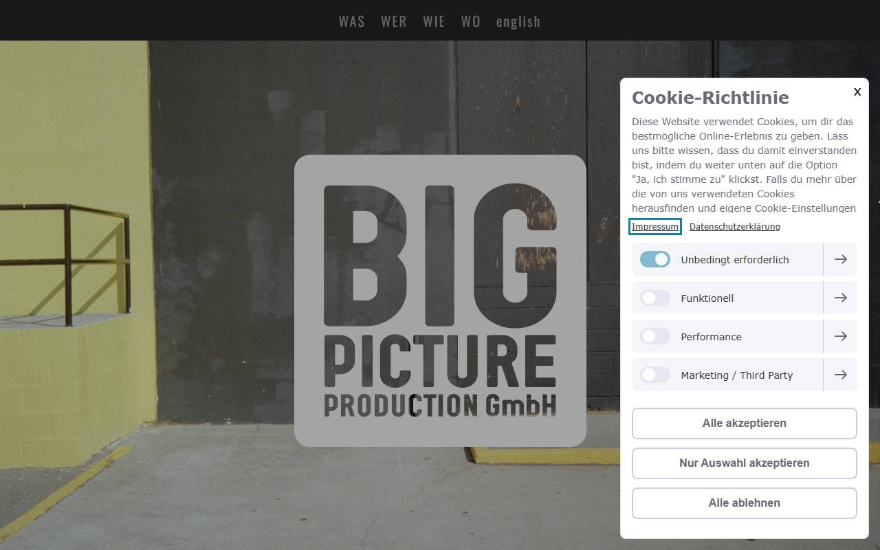 Anteprima del sito: Big Picture Production GmbH