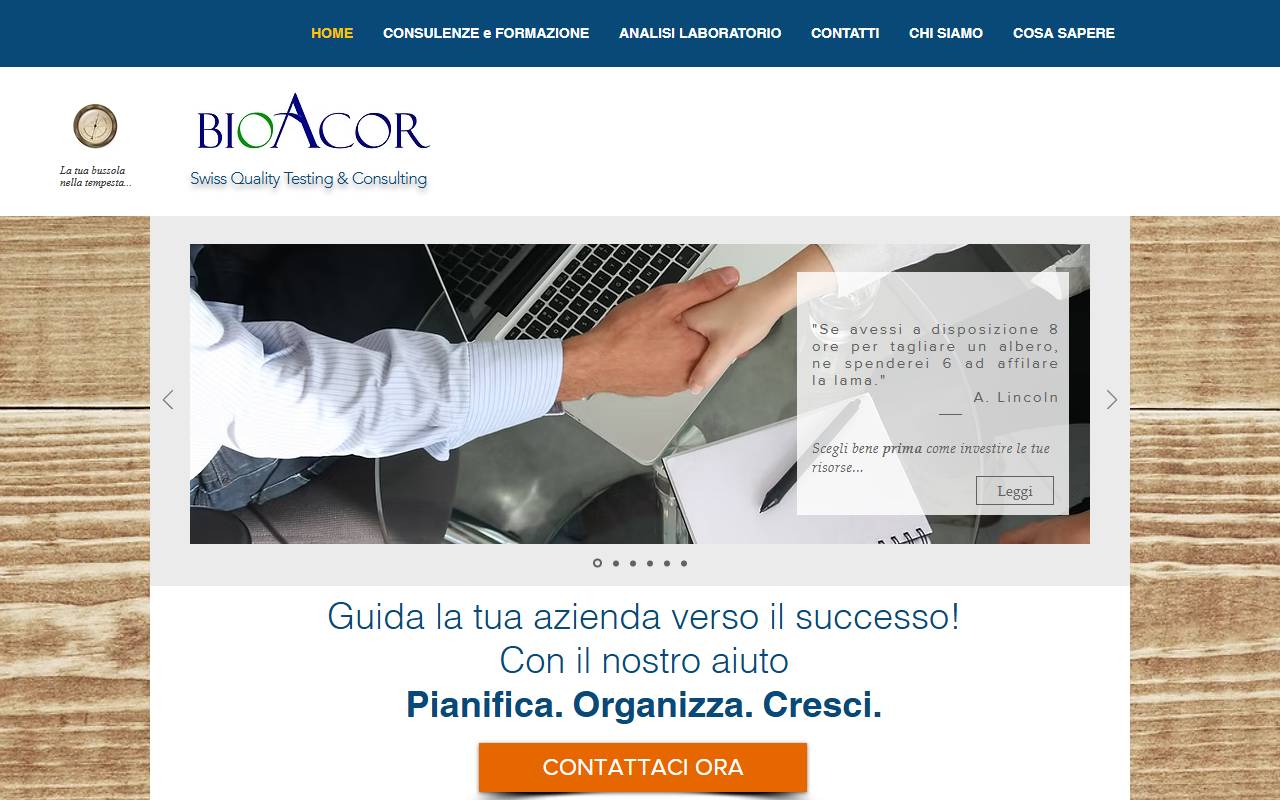 Anteprima del sito: BioAcor Sagl