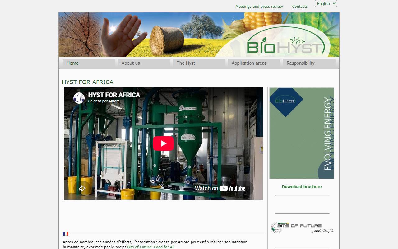 Anteprima del sito: BIOHYST OVERSEAS Sagl