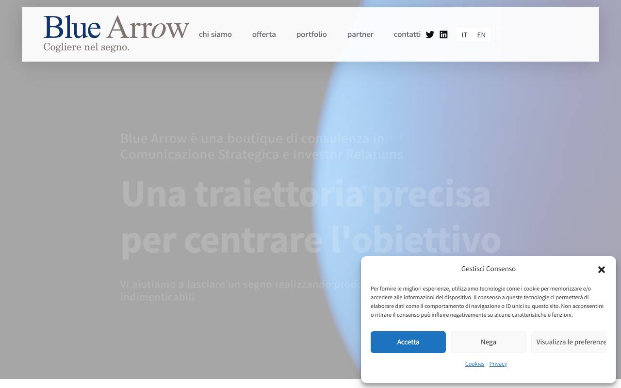 Anteprima del sito: Blue Arrow di Maria Grazia Mantini