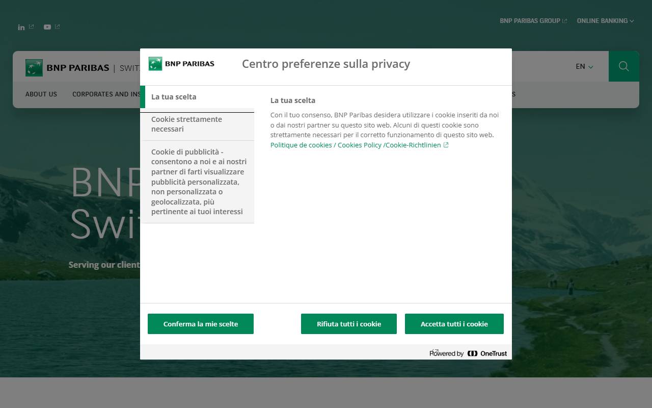 Anteprima del sito: BNP Paribas (Suisse) SA, succursale de Lugano