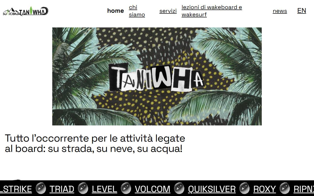 Anteprima del sito: Boardshop Taniwha Sagl