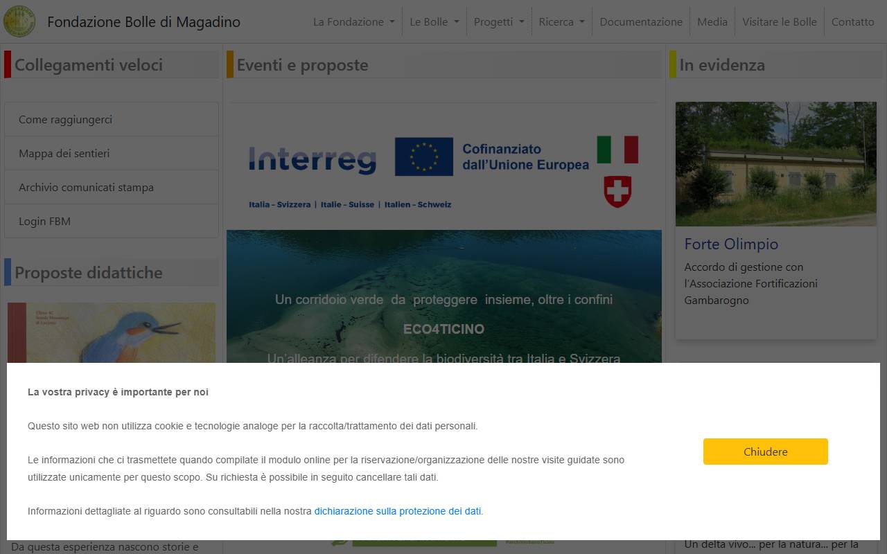Anteprima del sito: Fondazione Bolle di Magadino