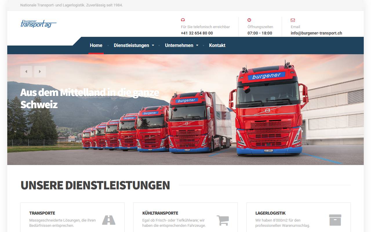 Anteprima del sito: Burgener Transport AG