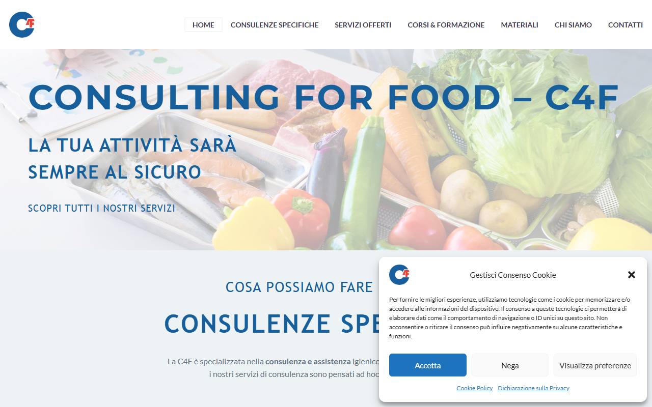 Anteprima del sito: Consulting for food - C4F Sagl