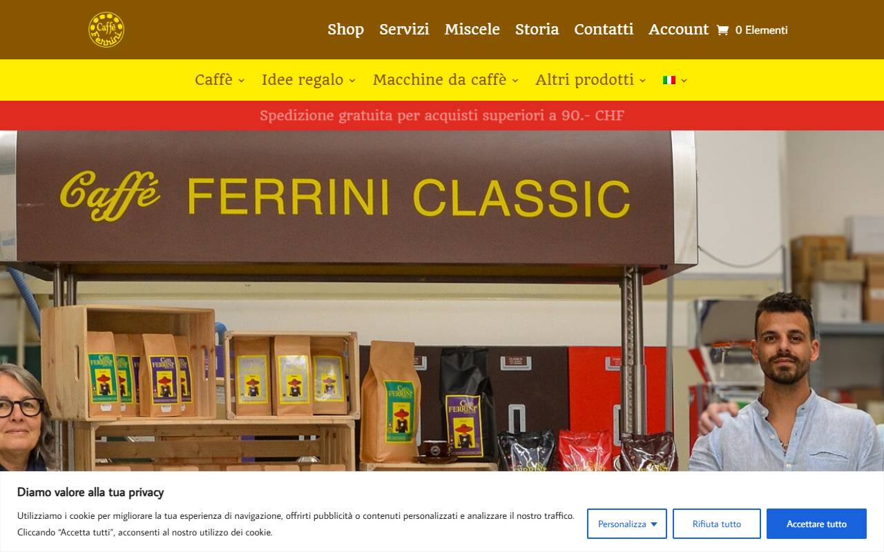Anteprima del sito: Torrefazione Caffé Ferrini SA