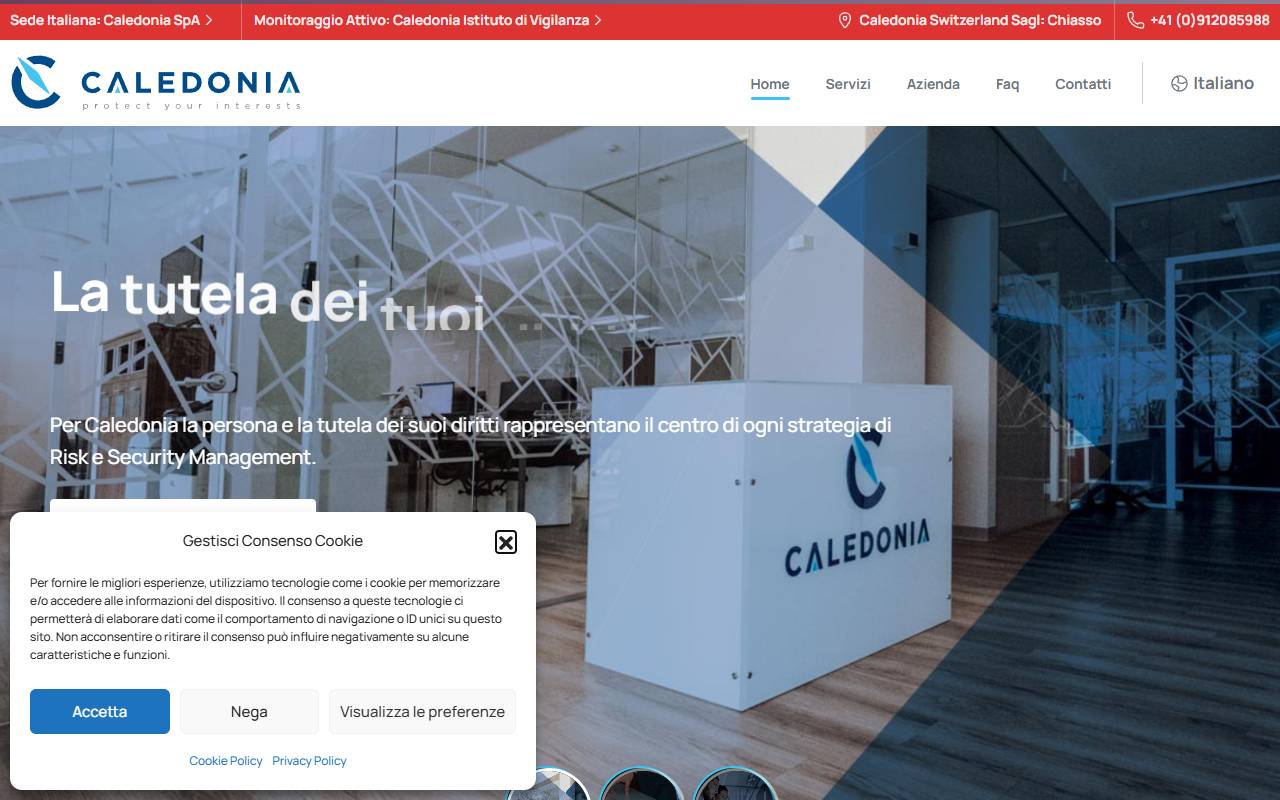 Anteprima del sito: CALEDONIA Switzerland Sagl