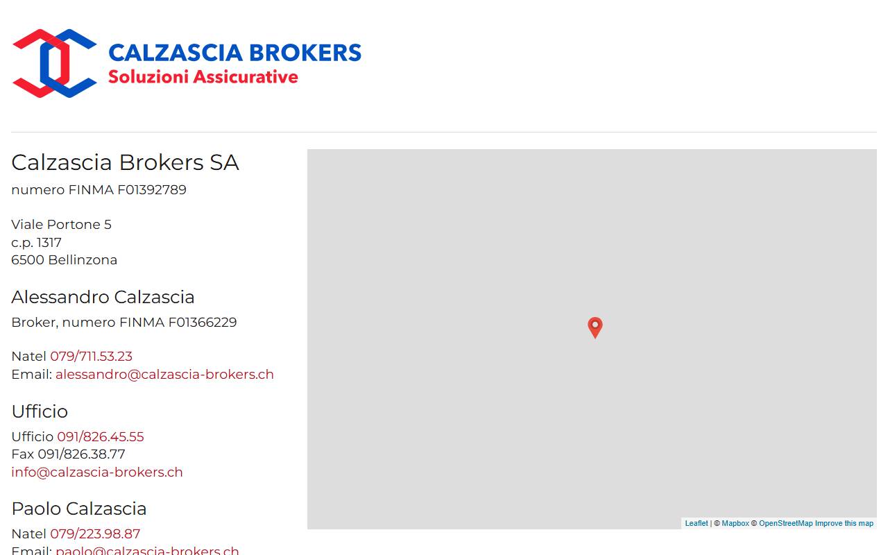 Anteprima del sito: Calzascia Brokers SA