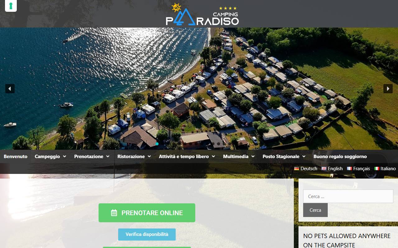 Anteprima del sito: Camping Paradiso-Lago Melano Sagl