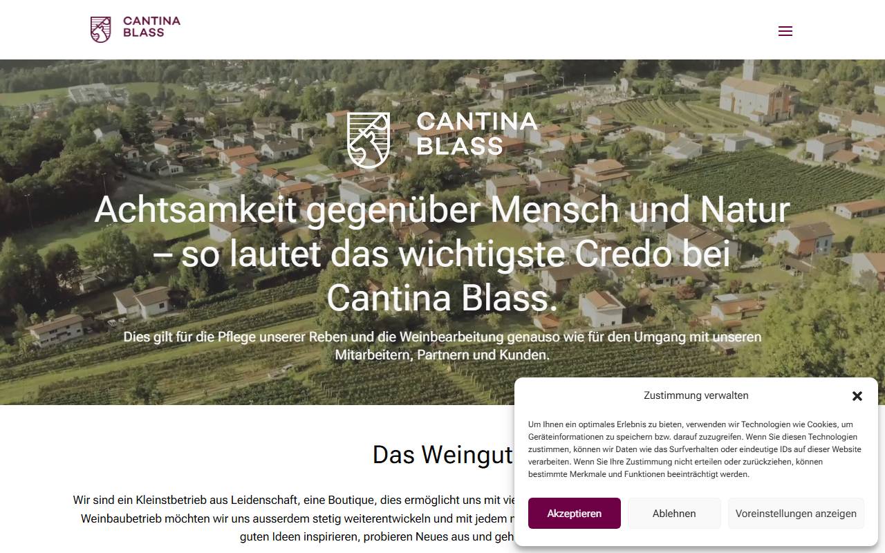 Anteprima del sito: Cantina Blass AG
