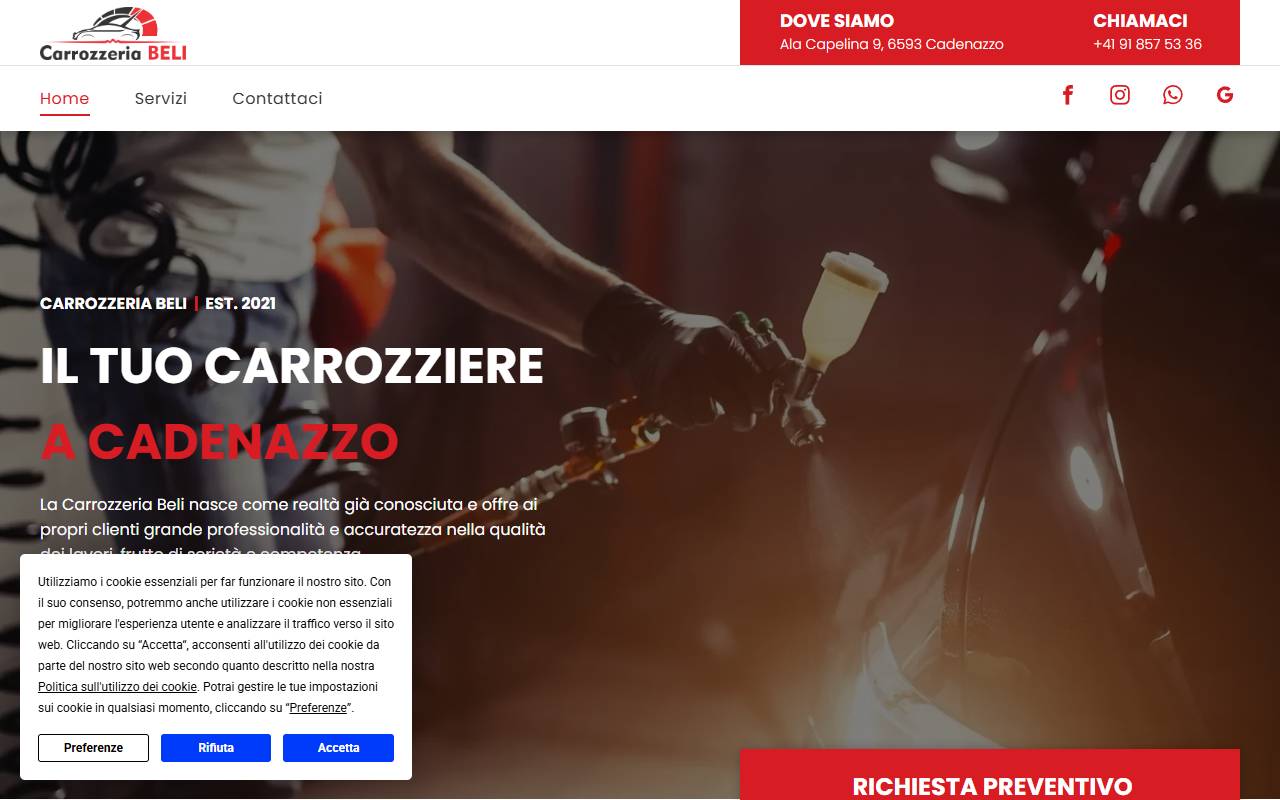 Anteprima del sito: Carrozzeria BELI Sagl