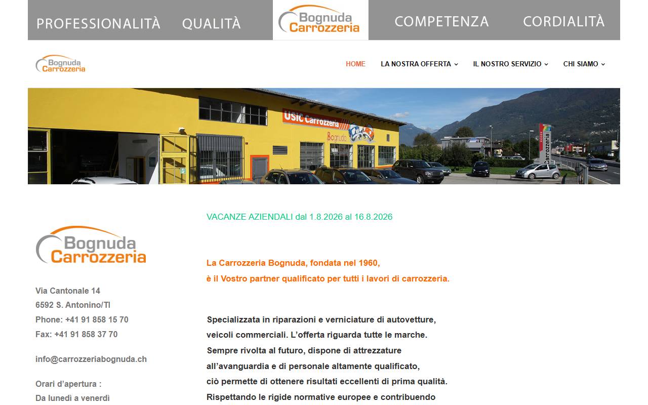 Anteprima del sito: Carrozzeria Bognuda Sagl
