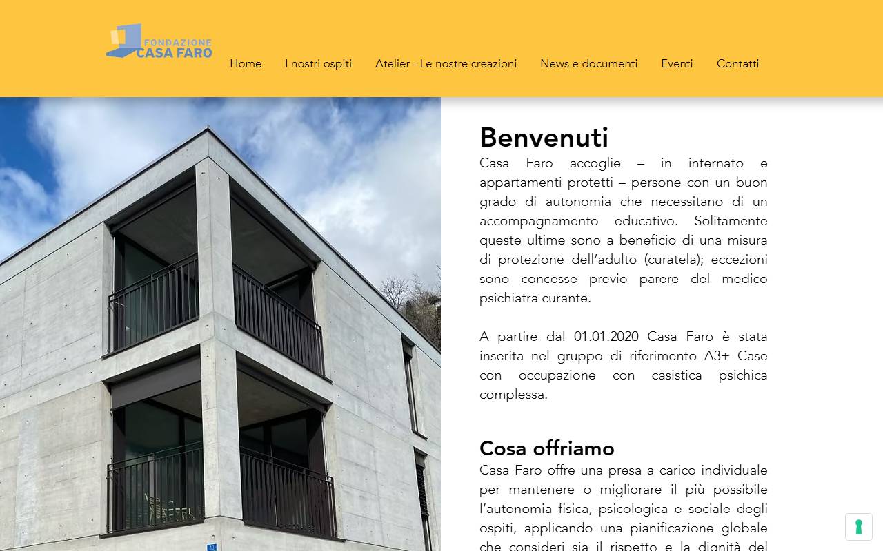 Anteprima del sito: Fondazione Casa Faro