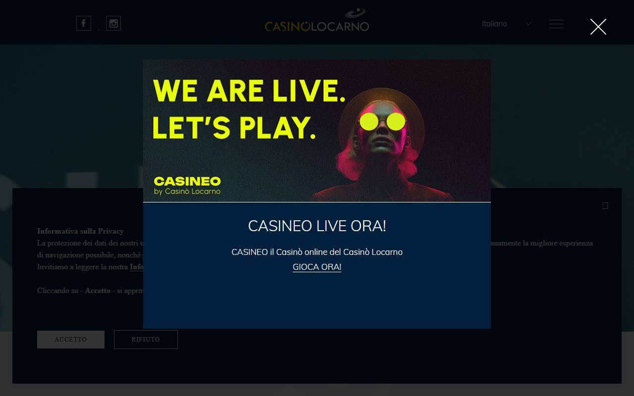 Anteprima del sito: Casinò Locarno SA