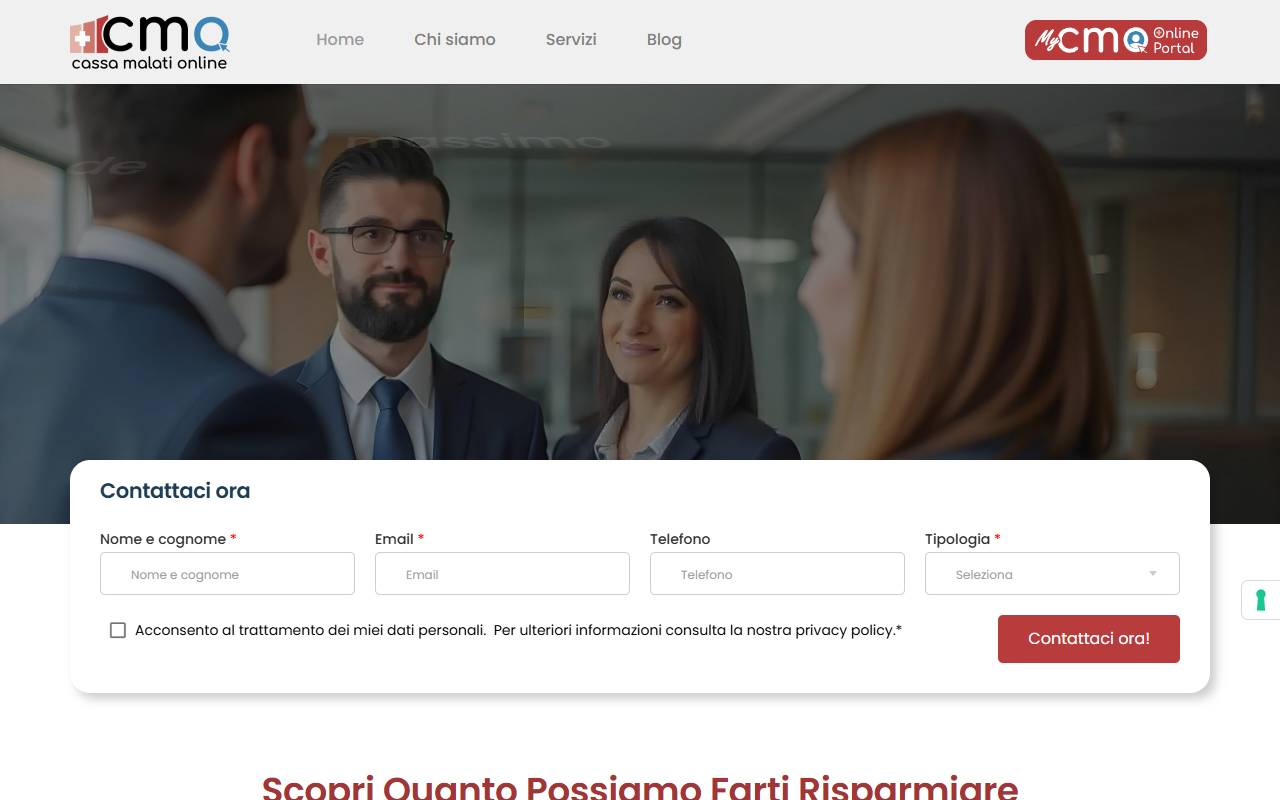 Anteprima del sito: CMO Cassa Malati Online Sagl