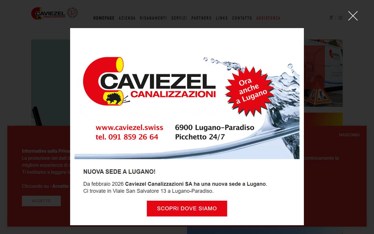Anteprima del sito: Caviezel Canalizzazioni SA