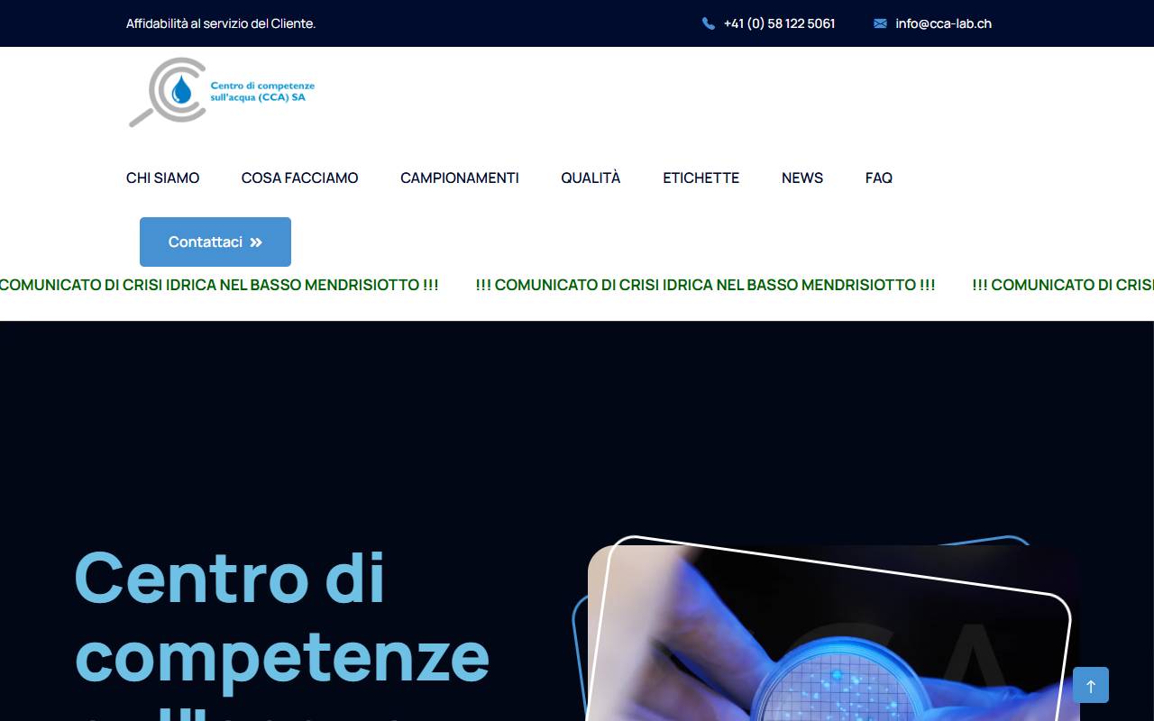 Anteprima del sito: Centro di competenze sull'acqua (CCA) SA