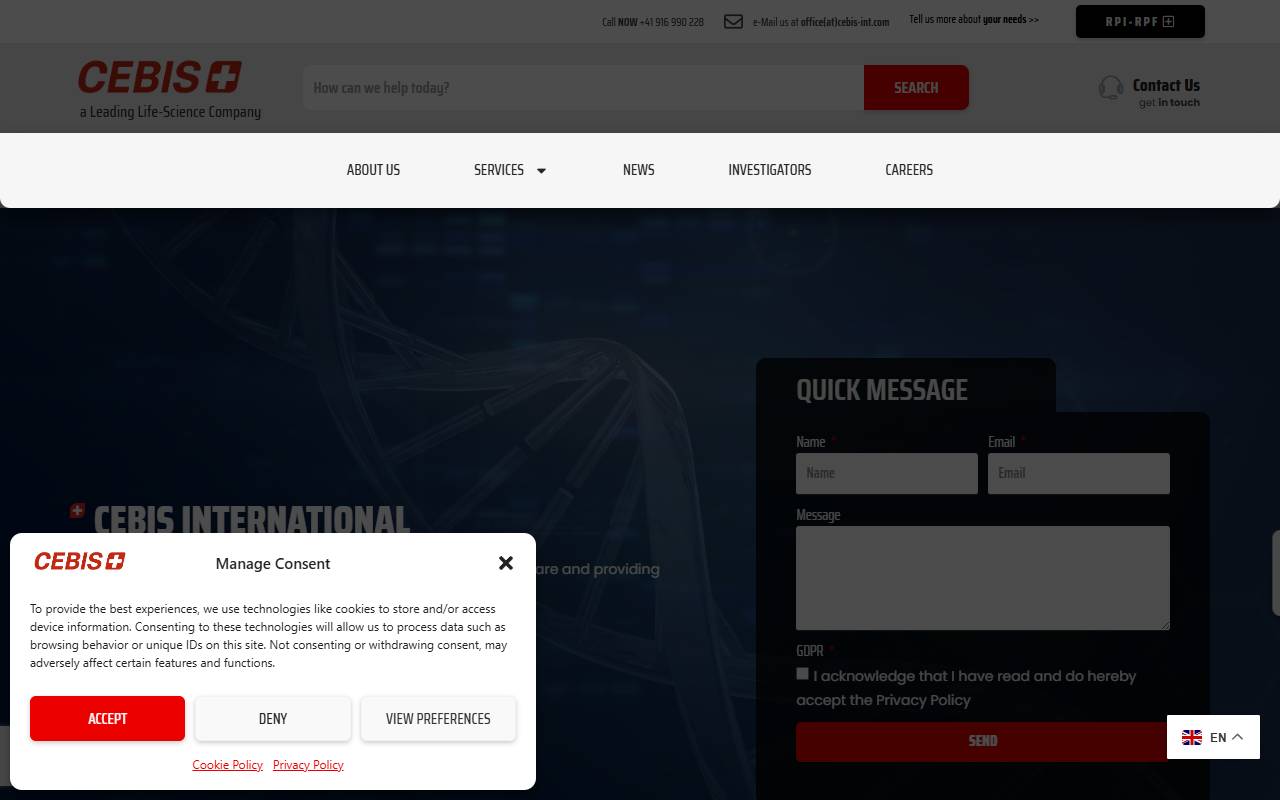 Anteprima del sito: CEBIS INTERNATIONAL SAGL