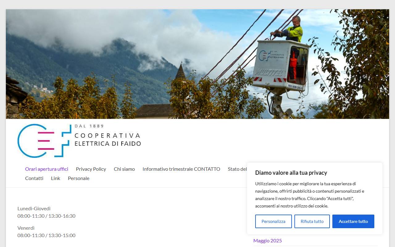 Anteprima del sito: Cooperativa Elettrica di Faido (CEF)