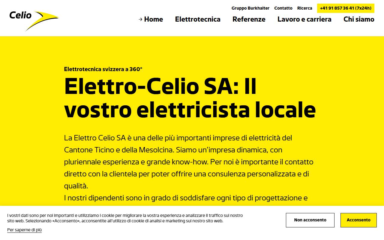 Anteprima del sito: Elettro-Celio SA